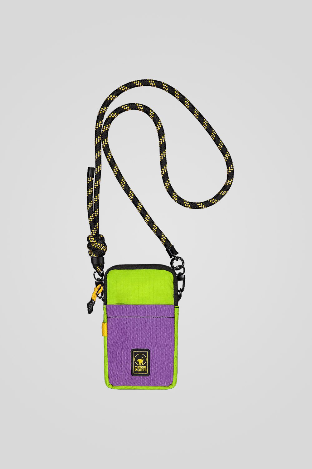 Borsellino verde lime e lilla in ripstop con tracolla regolabile