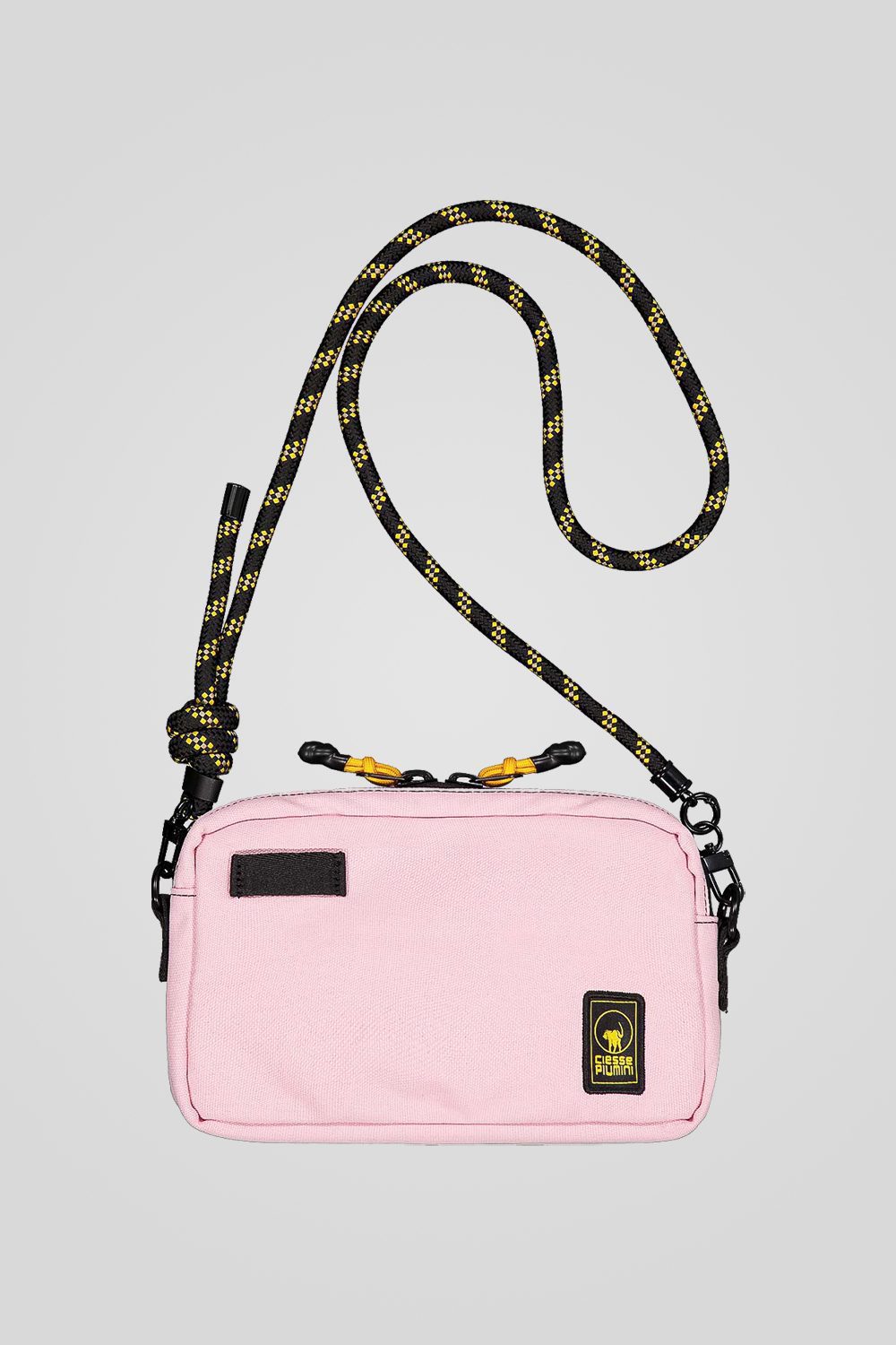 Marsupio rosa a tracolla in canvas imbottito con doppia zip