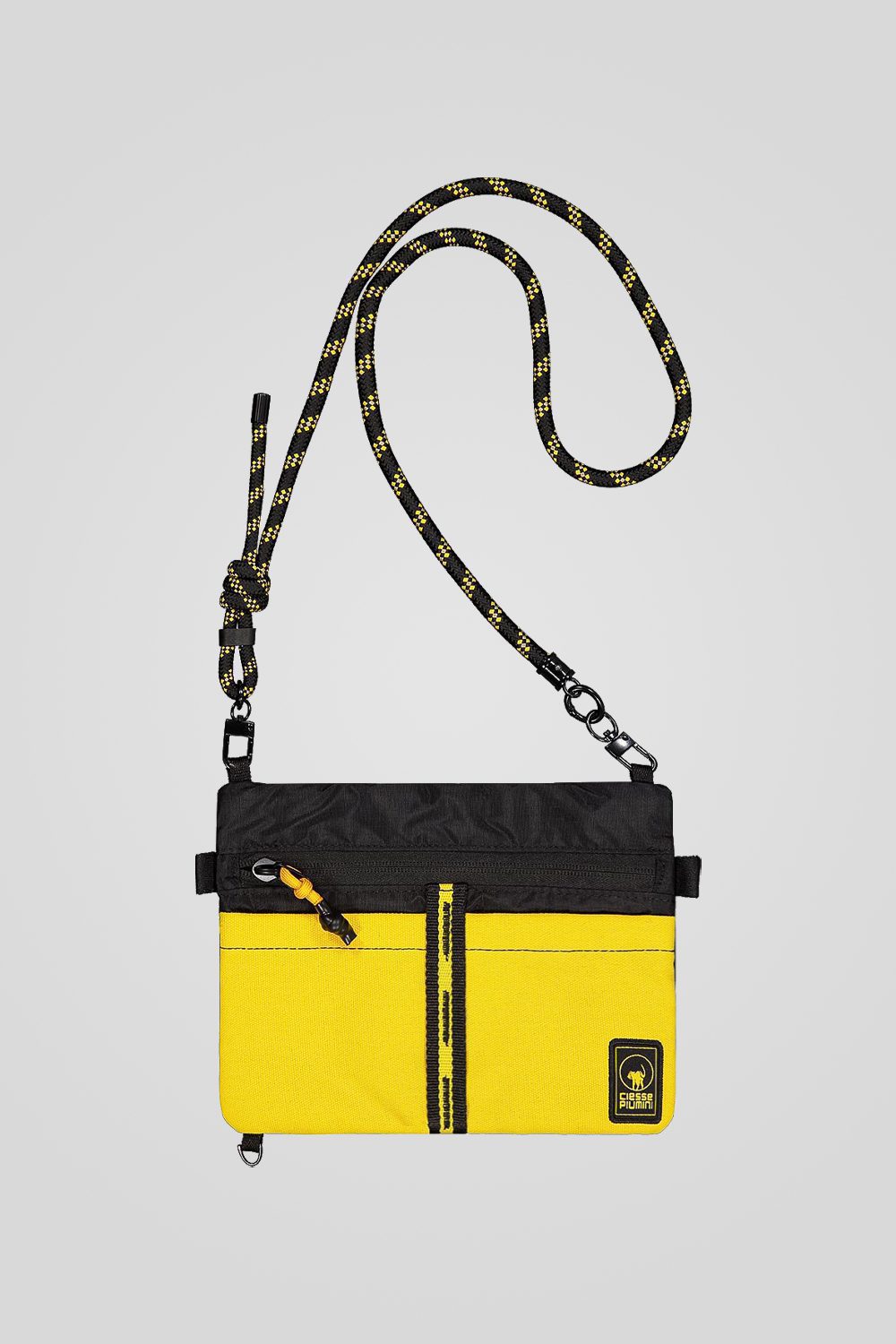 Mini pochette nera con tracolla e passanti per cintura