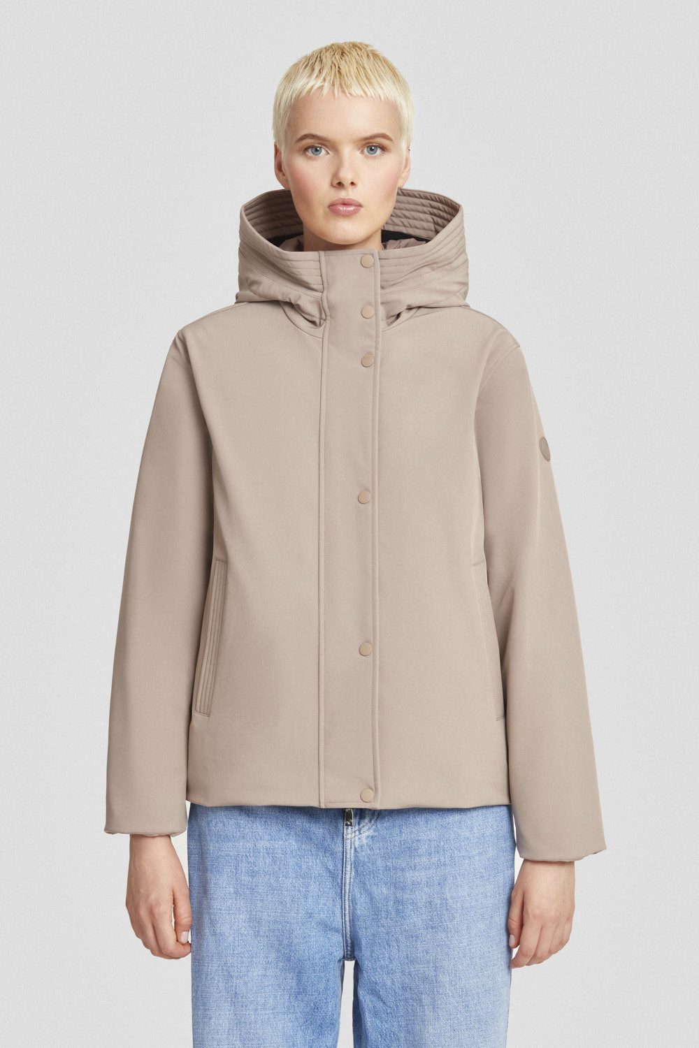 Giacca corta beige in softshell