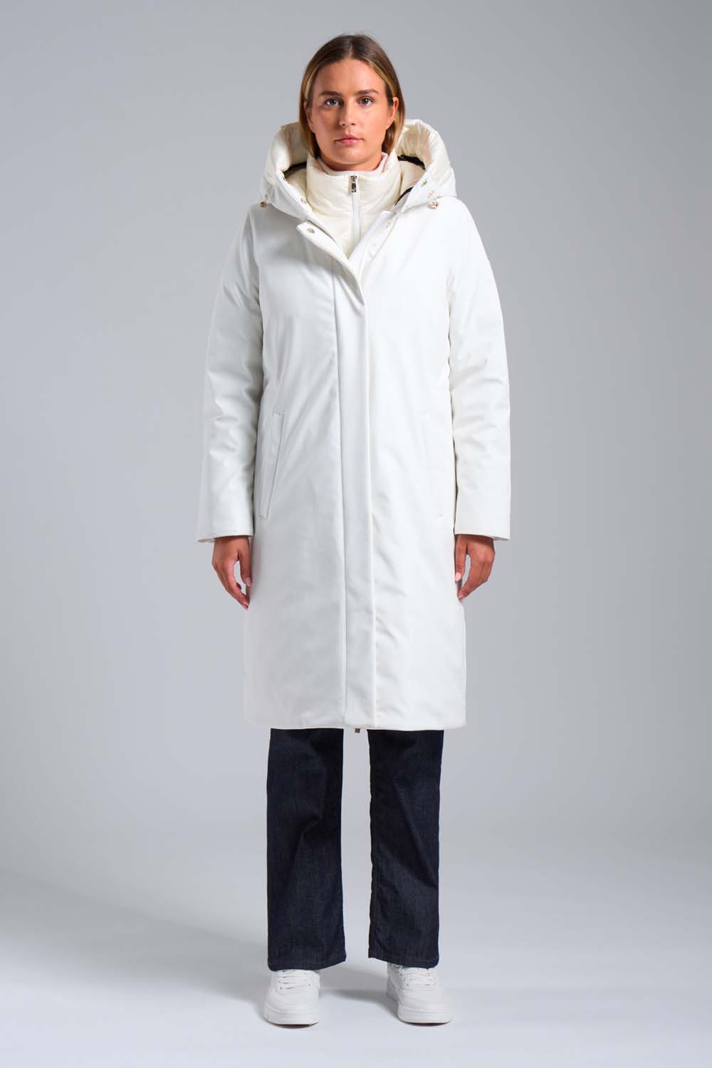 AMUNA – Giacca in softshell bianca con pettorina staccabile