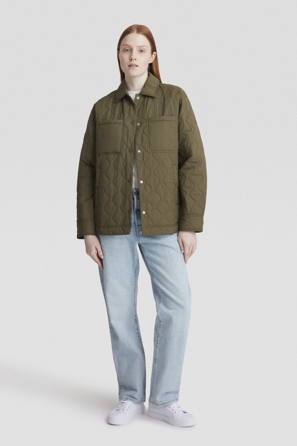 ARIES - Giacca-camicia verde militare con trapunta a cipolla