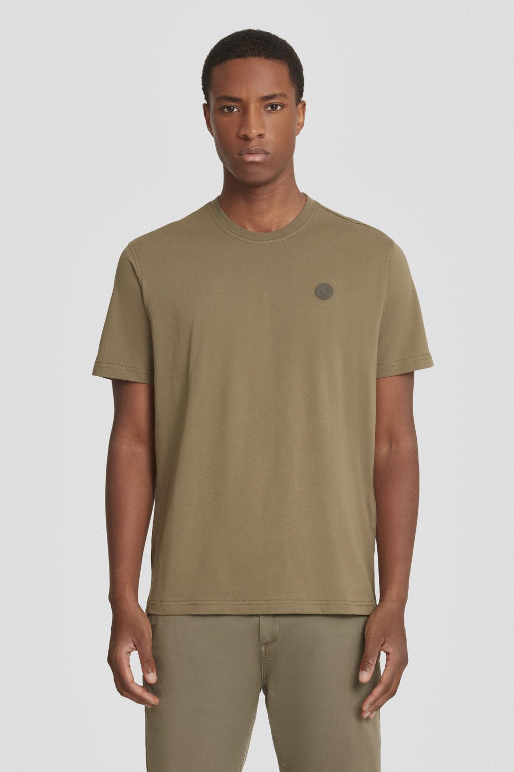 T-shirt  girocollo verde militare in cotone