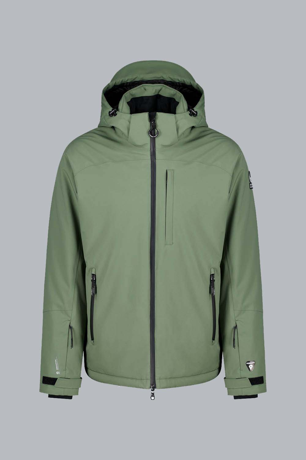 FURNES - Giacca da sci verde militare con cappuccio staccabile