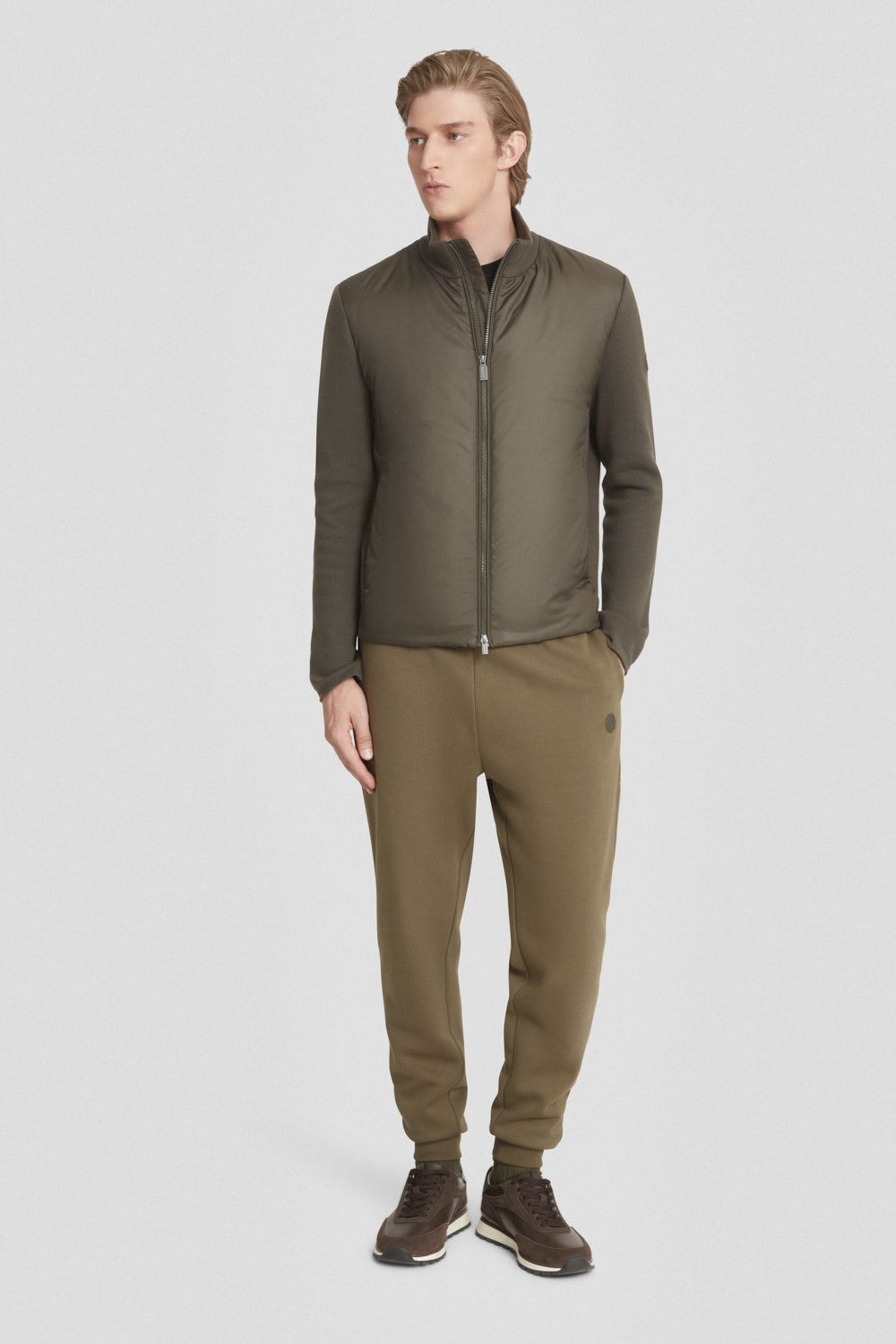 Giacca leggera verde militare con maniche in maglia