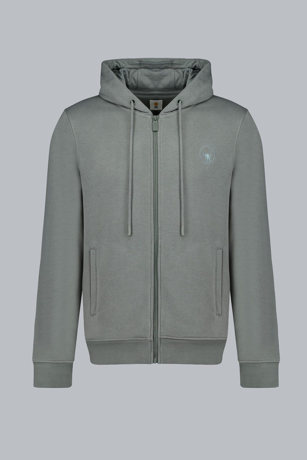 HAZY 2.0 - Felpa full zip verde con cappuccio.