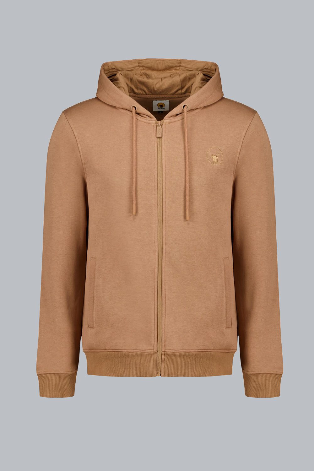 HAZY 2.0 - Felpa full zip marrone con cappuccio