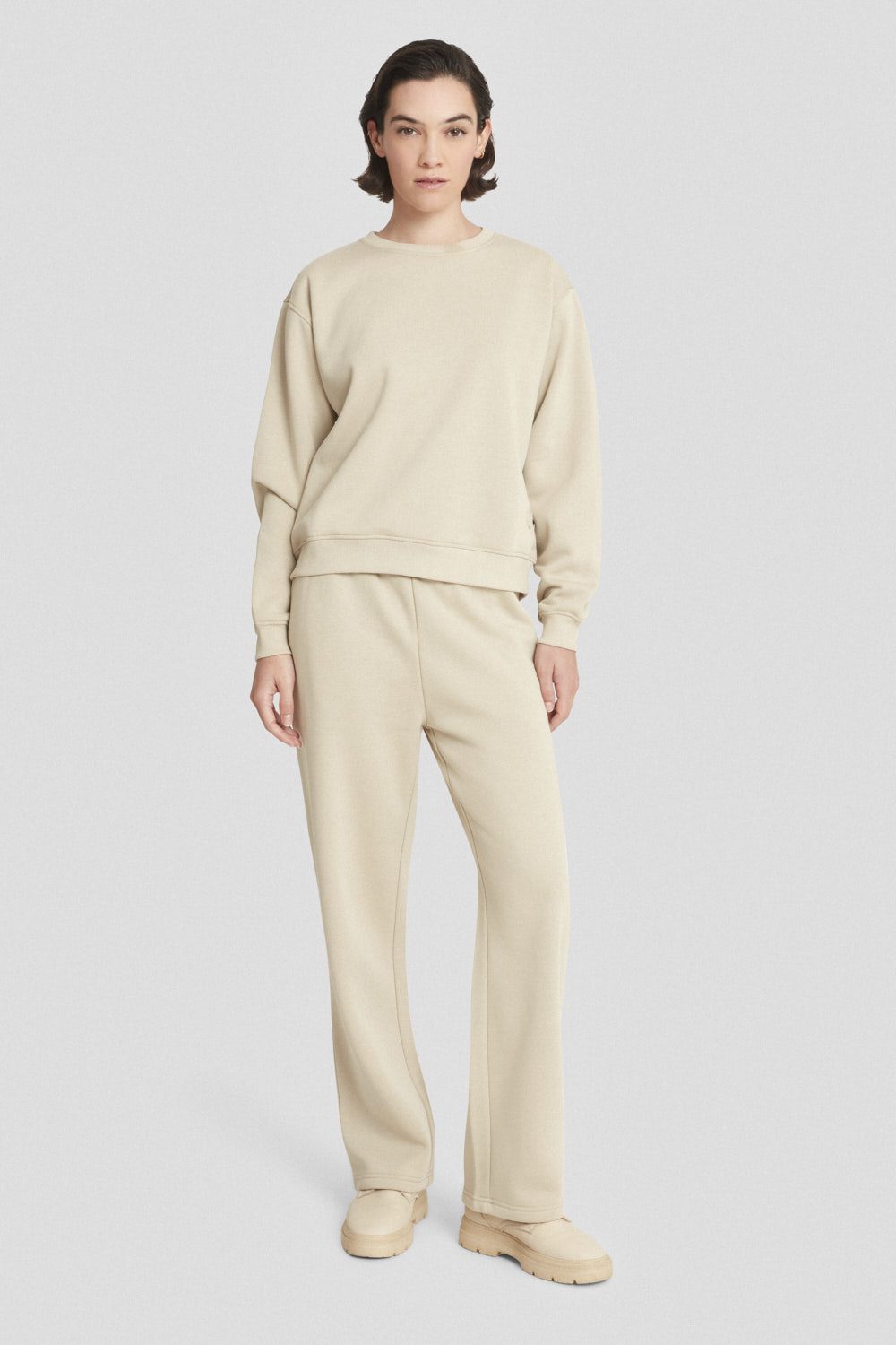 Pantaloni ampi beige in cotone