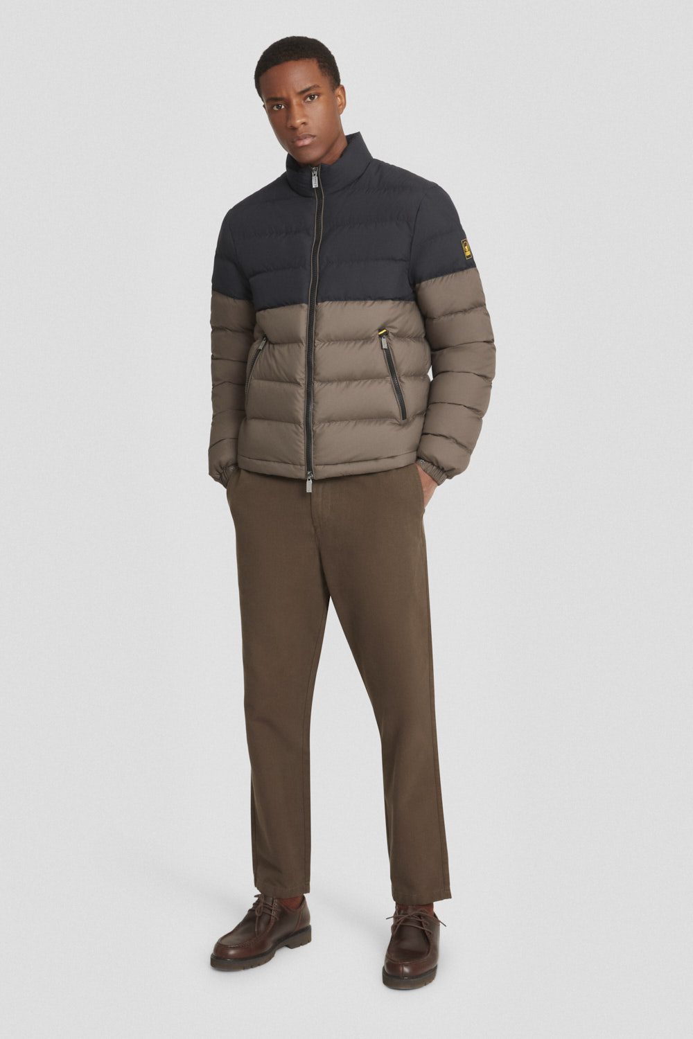 Piumino corto nero/marrone