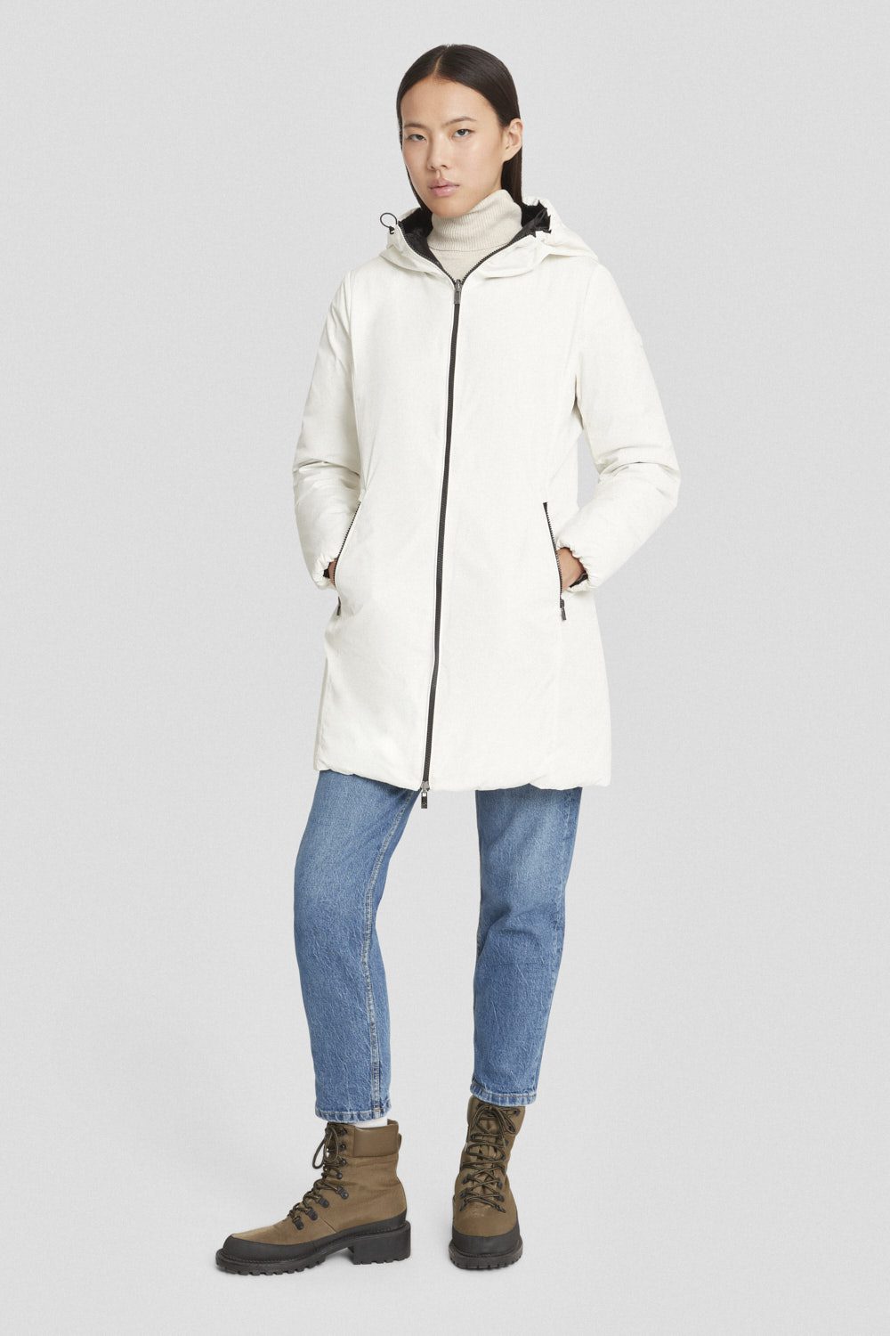 Piumino lungo bianco reversibile