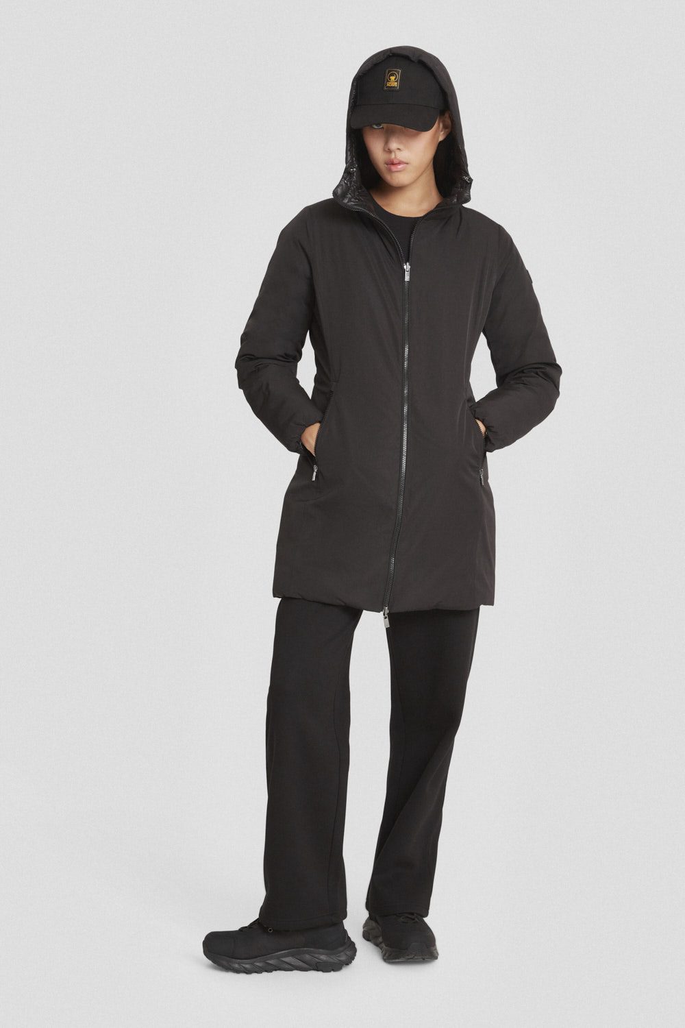 Piumino lungo nero reversibile