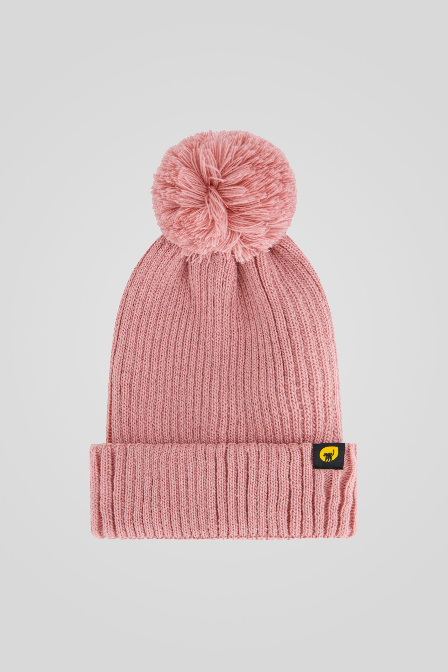 Cappello in maglia rosa con ponpon