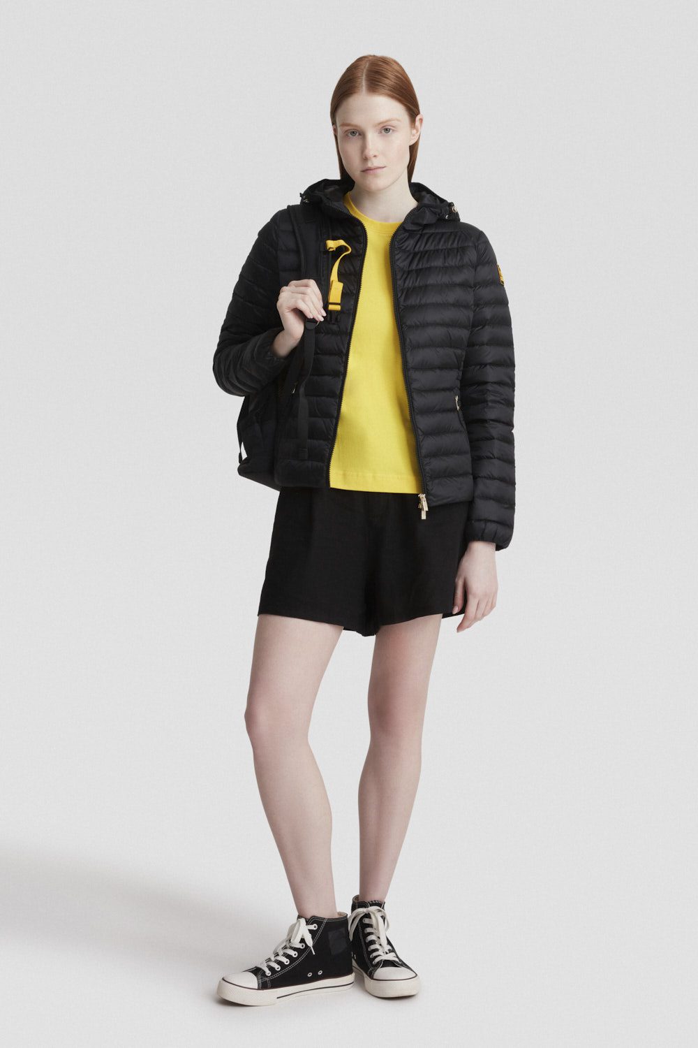 T-shirt girocollo in cotone gialla