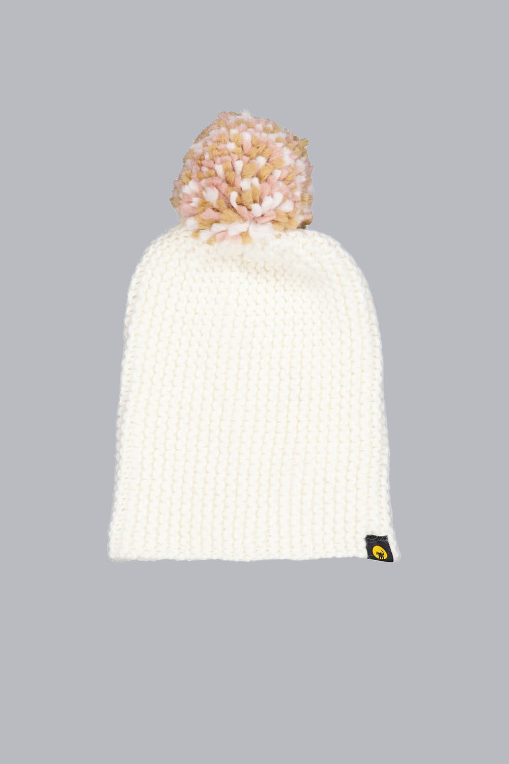 LICY -  CAPPELLO IN MAGLIA A COSTE BIANCO CON POMPON