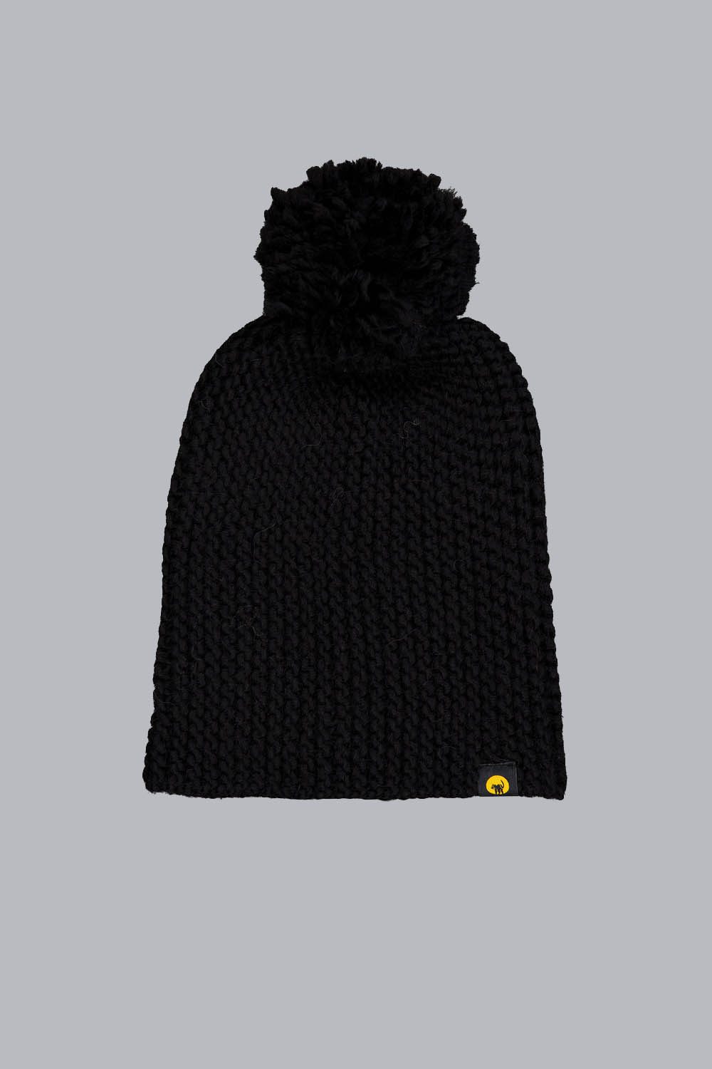 LICY - CAPPELLO IN MAGLIA A COSTE NERO CON POMPON