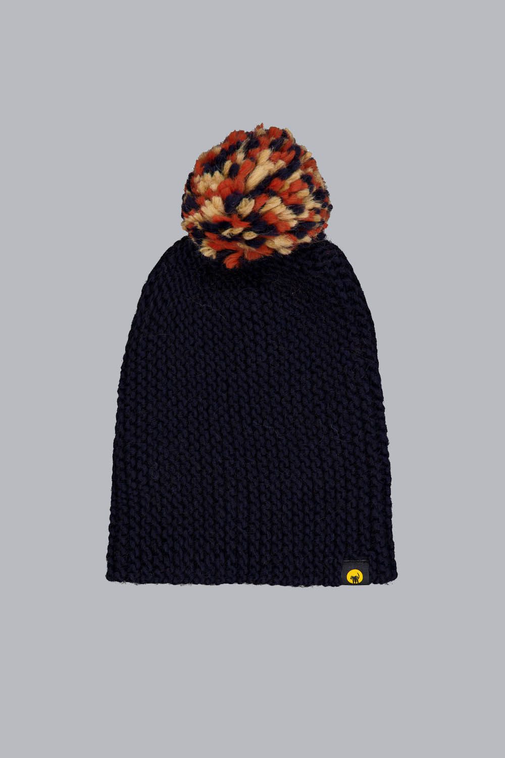 LICY – CAPPELLO IN MAGLIA A COSTE BLU CON POMPON
