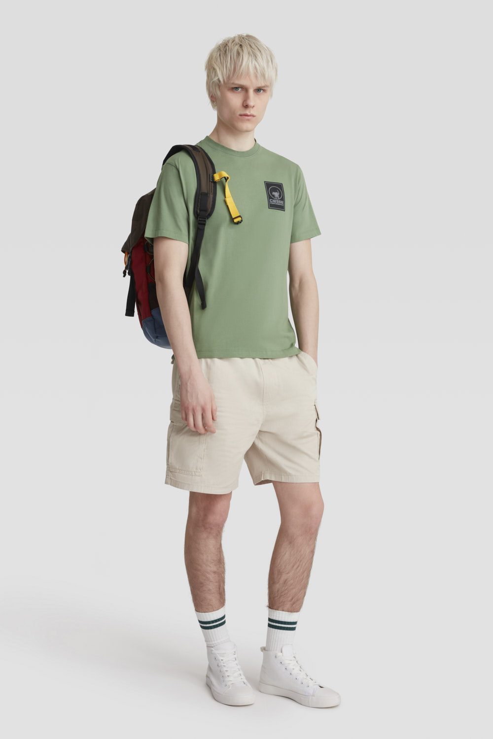 T-shirt girocollo in cotone verde