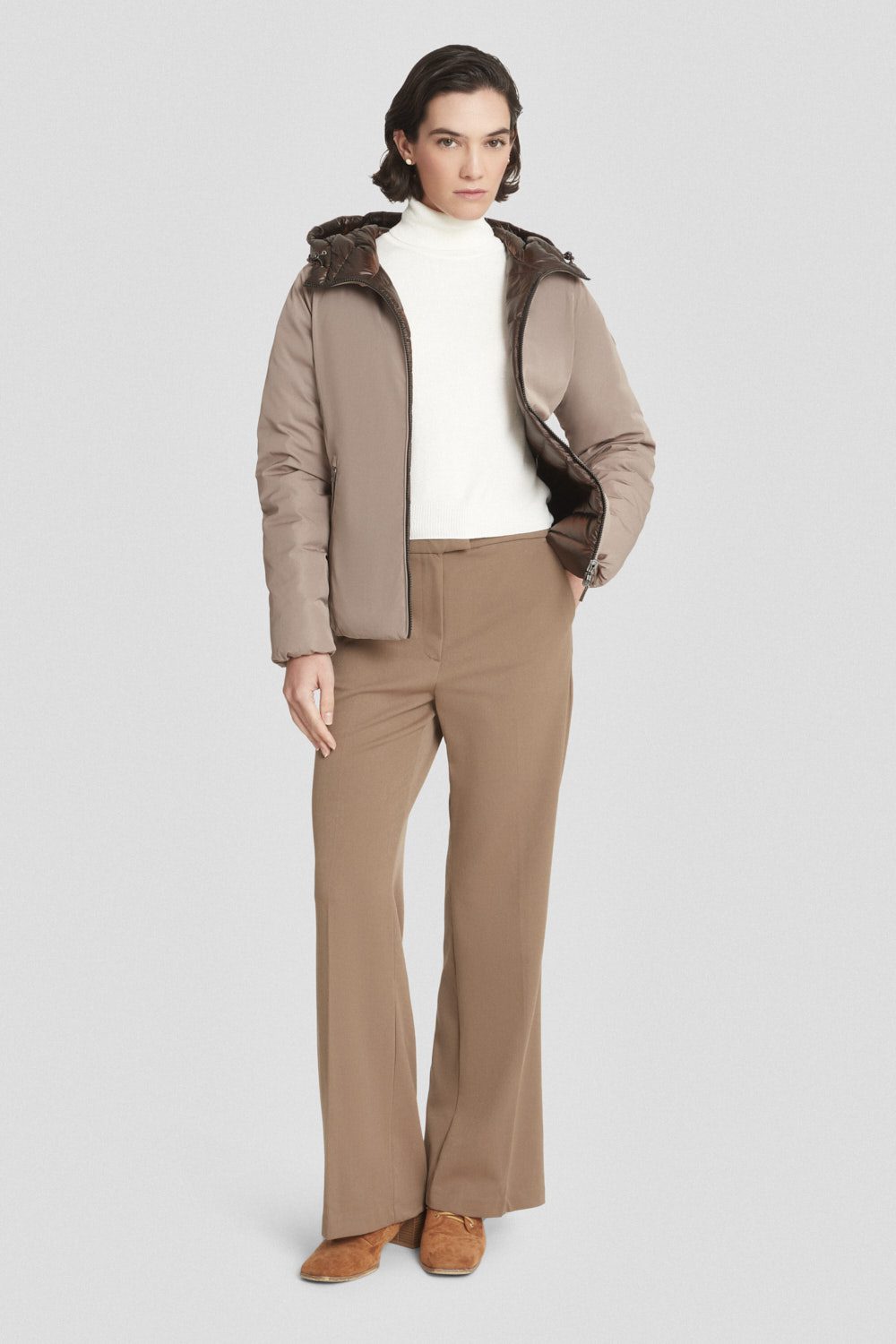 Piumino corto marrone reversibile