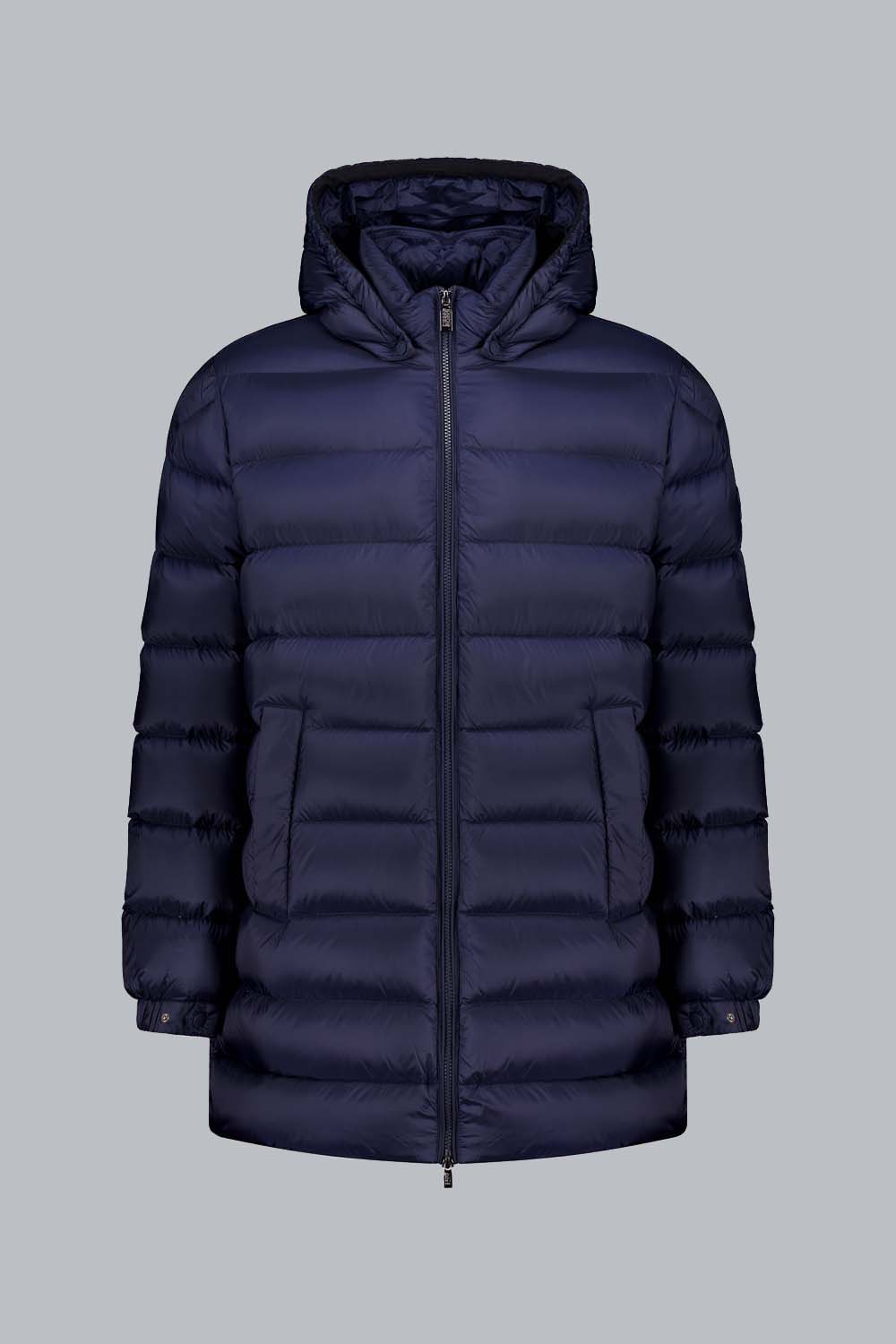 LION - Piumino 200 grammi blu con cappuccio staccabile in vera piuma 800 fill power