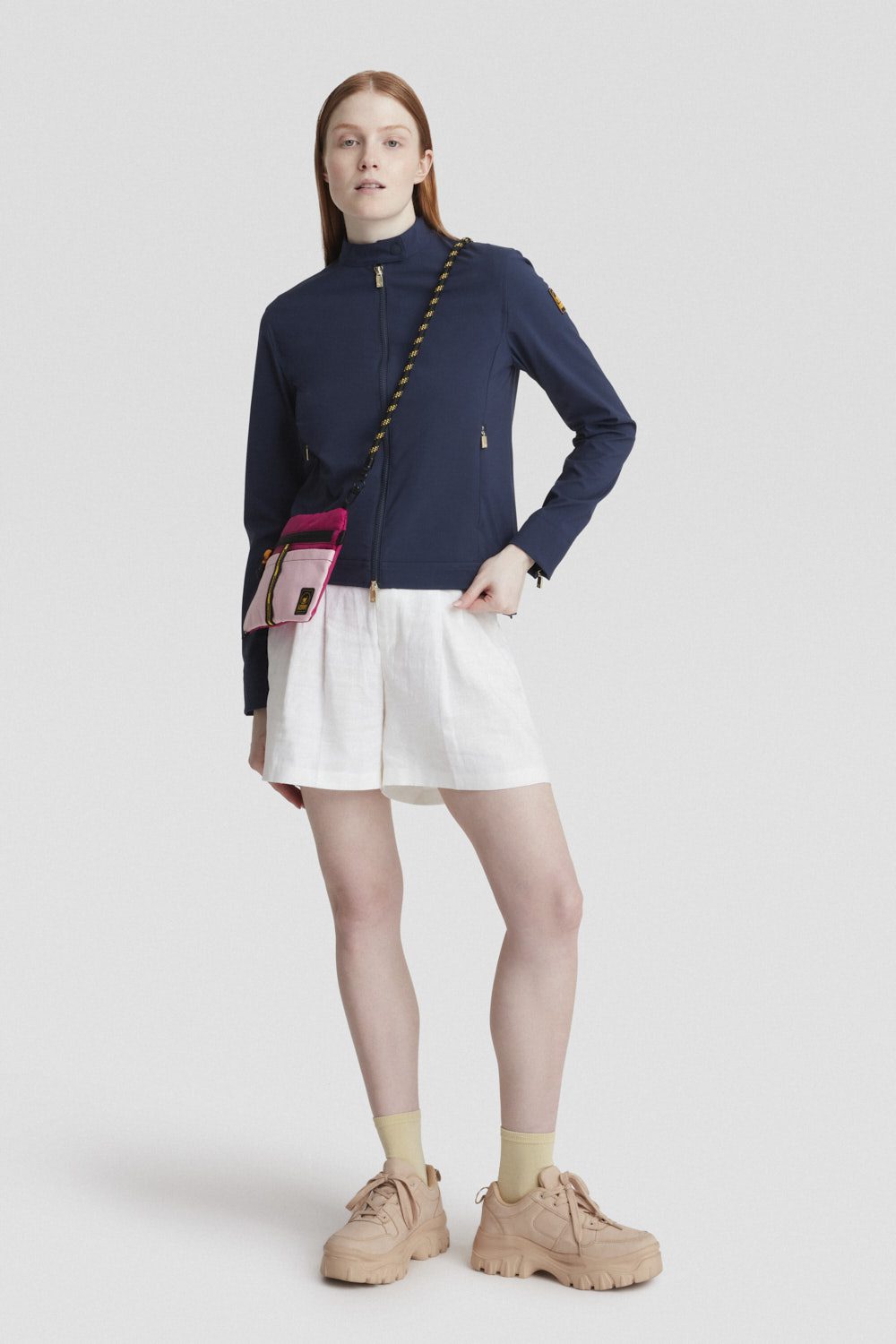 Giacca biker blu full zip