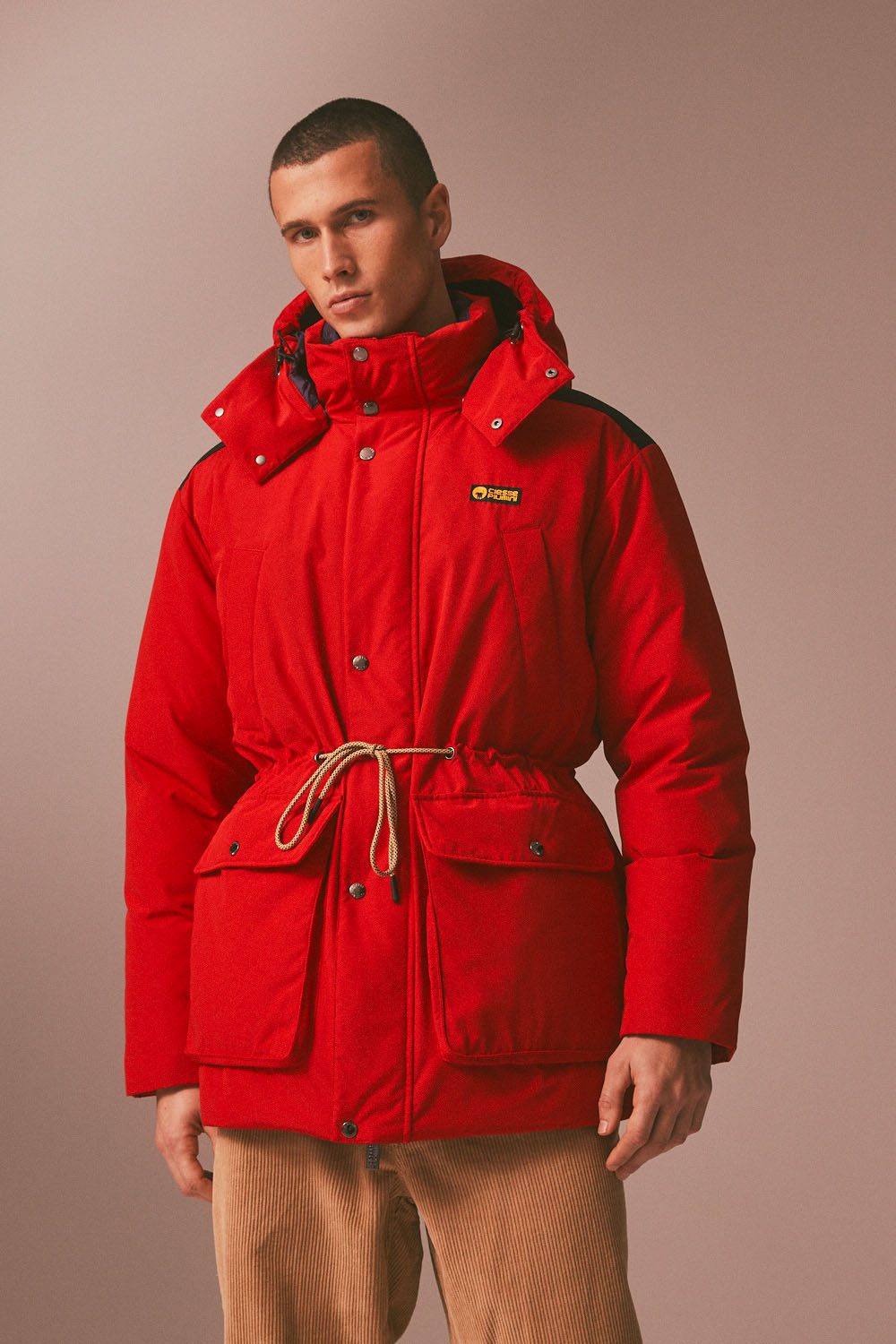 MONTANA - PARKA ROSSO CON CAPPUCCIO STACCABILE 100% RICICLATO