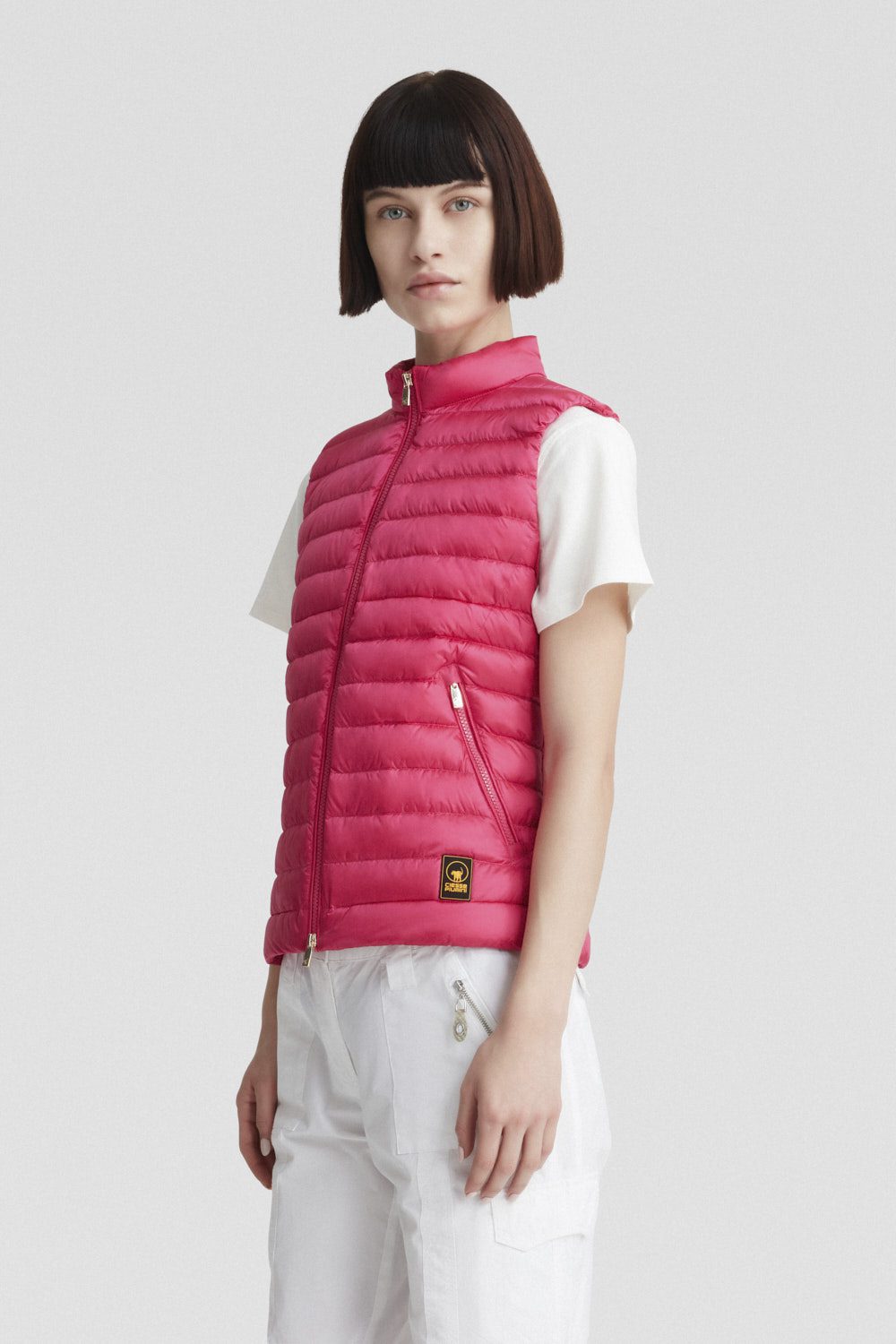 Smanicato leggero fucsia in vera piuma