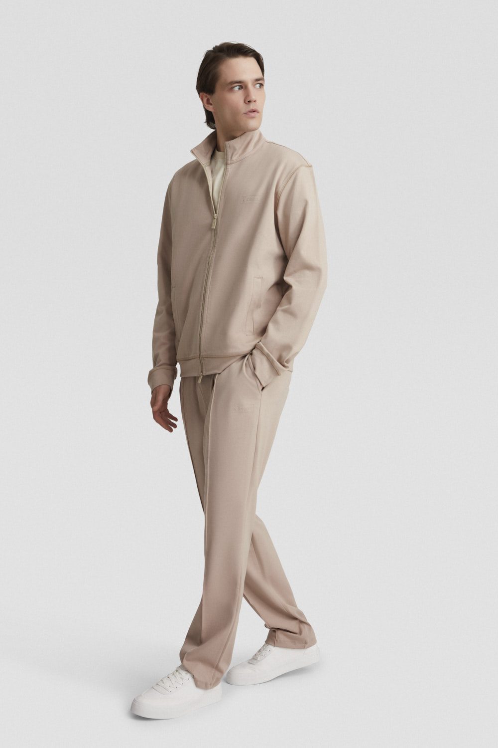 Felpa full zip taupe