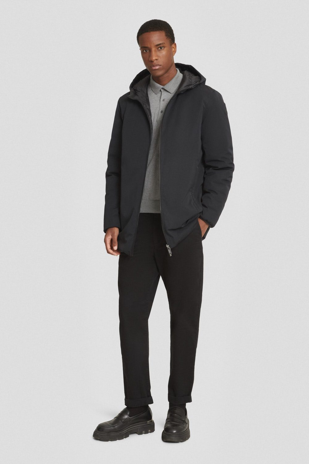 Piumino lungo nero reversibile