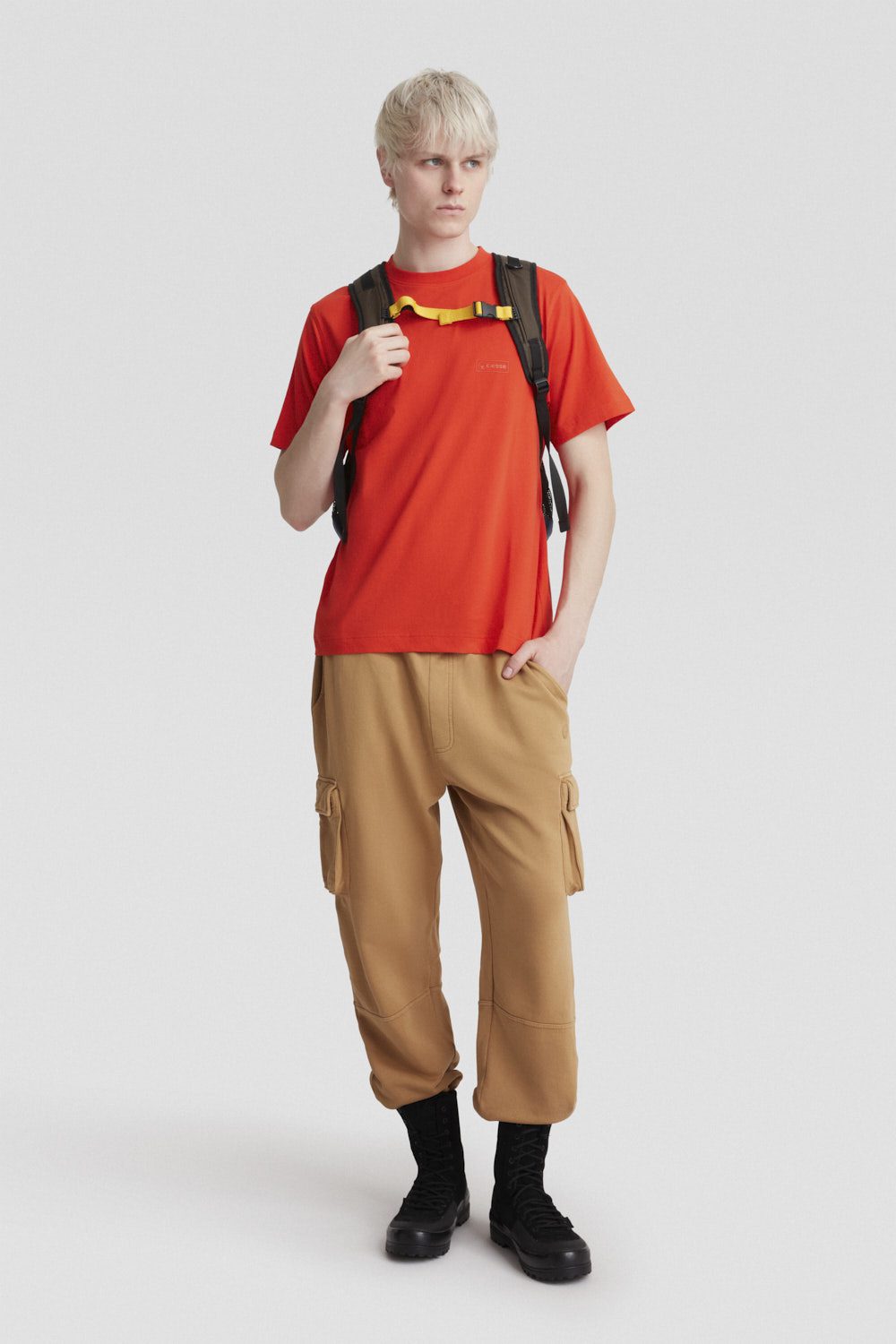 T-shirt girocollo in cotone rossa