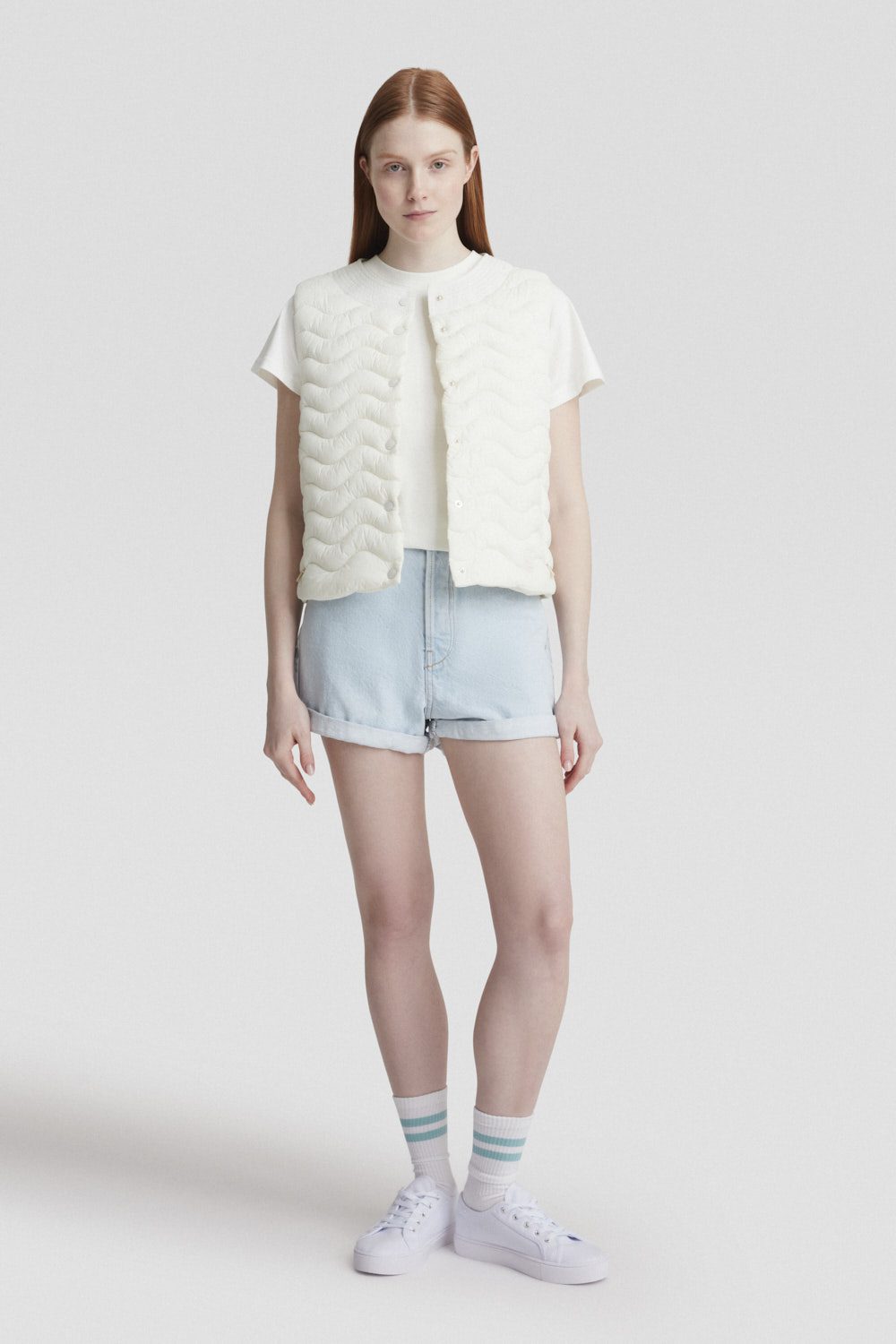 SAGITTA - Gilet bianco con trapunta ad onde