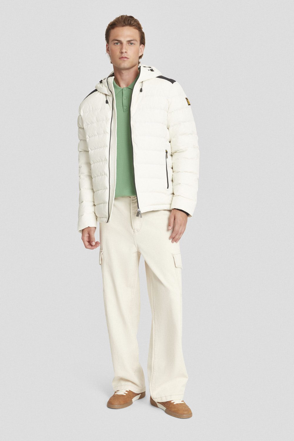 Piumino corto bianco con cappuccio