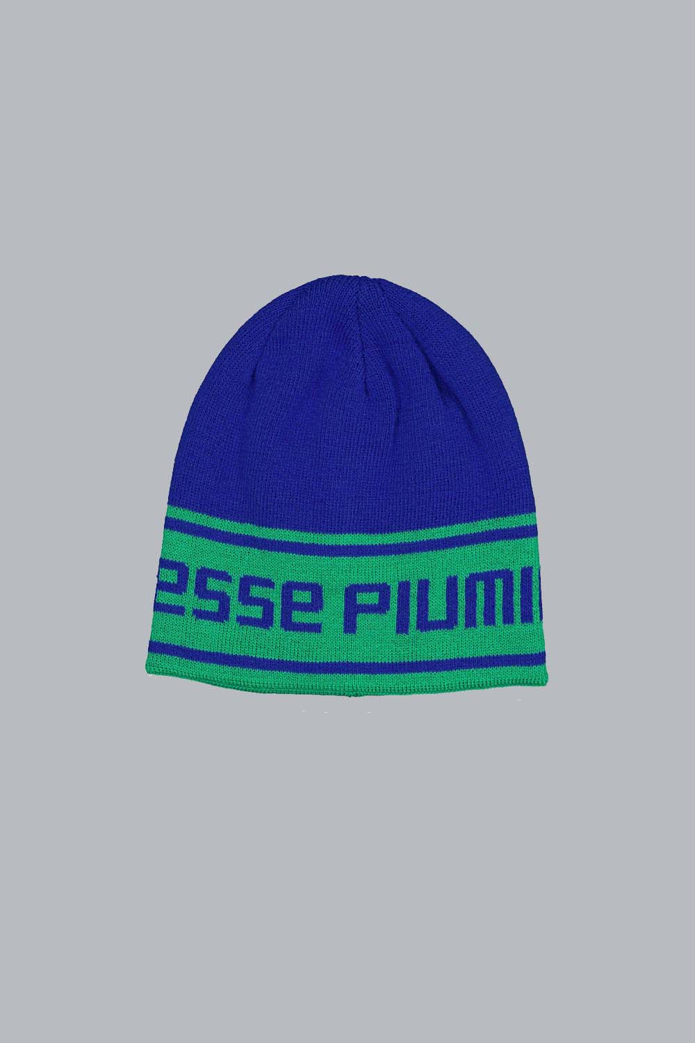 THONG – Cappello unisex in maglia blu cobalto con logo jacquard