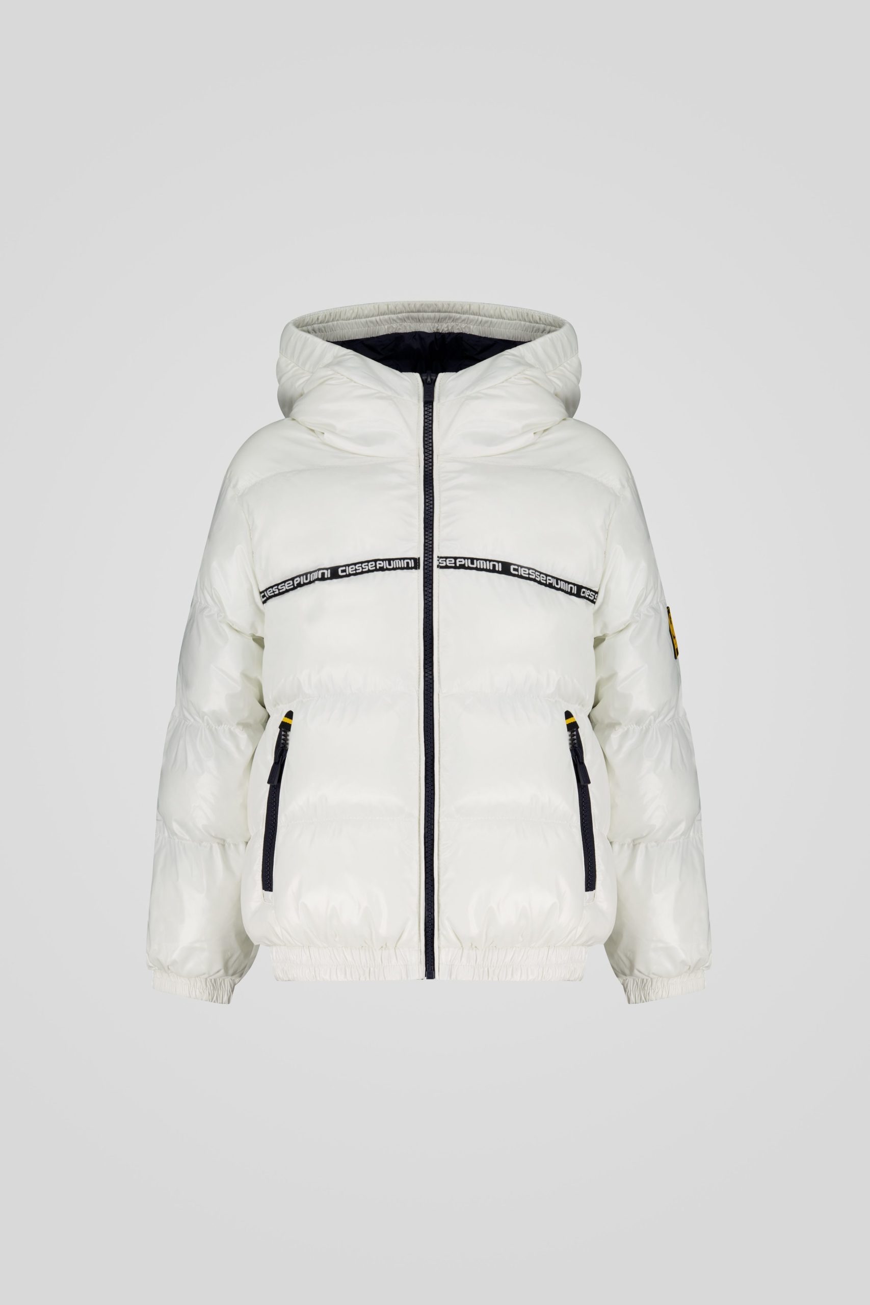 Piumino trapuntato bianco con cappuccio unisex