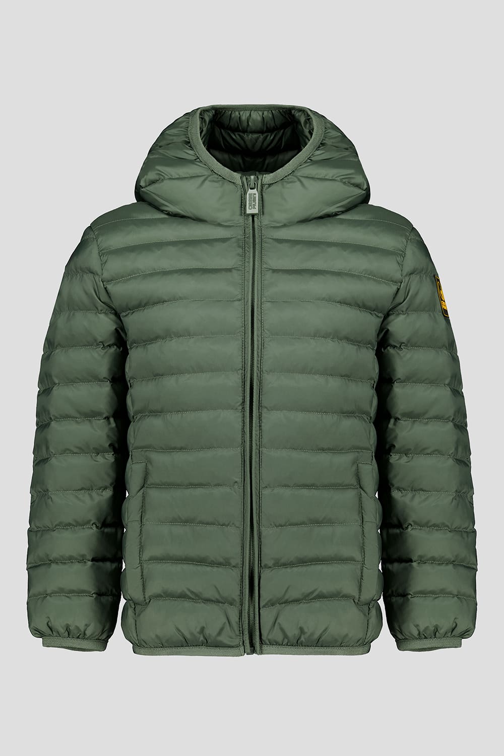 Piumino ultraleggero verde con cappuccio