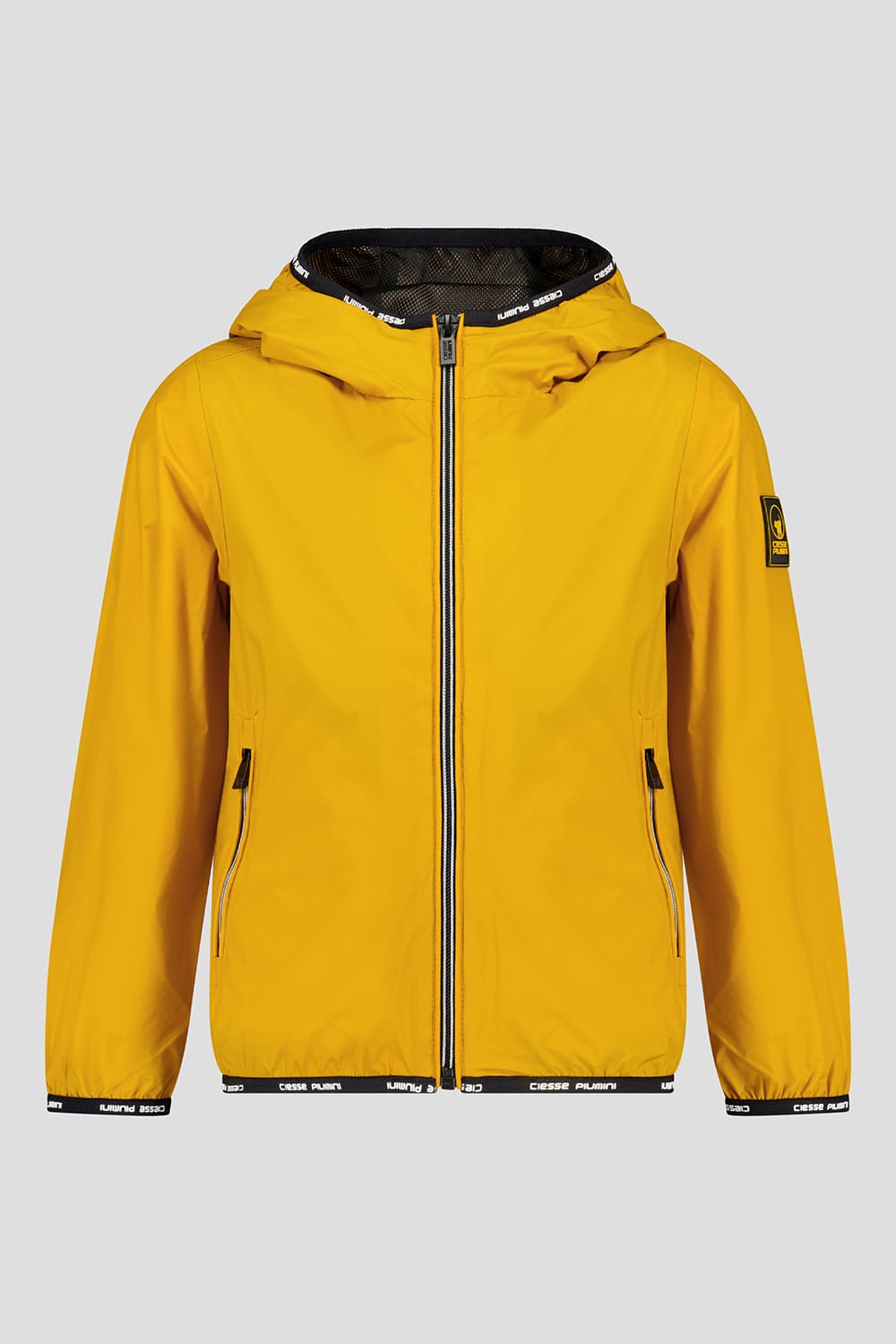 Giacca a vento giallo unisex con cappuccio